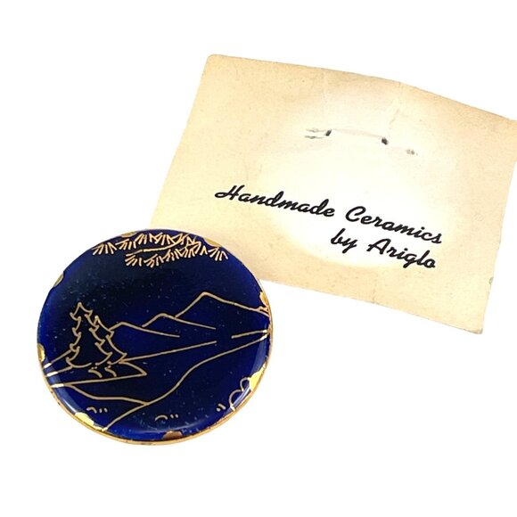 Vintage Handmade Ceramic Brooch Pin By Ariglo 19602 - Picture 3 of 6